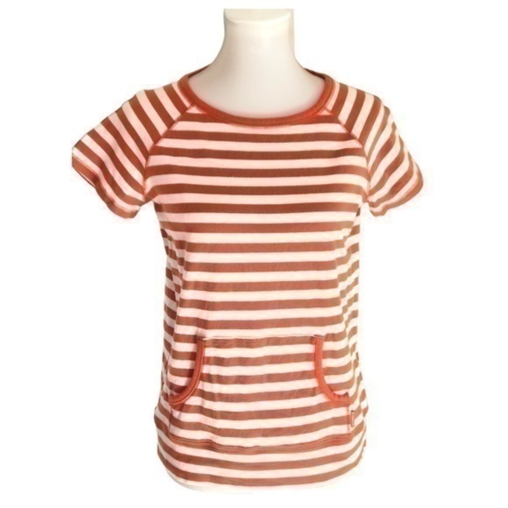 Liz Claiborne orange and white striped short sleeve top